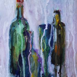 Collection Watercolour Painting, "Bottles" series
