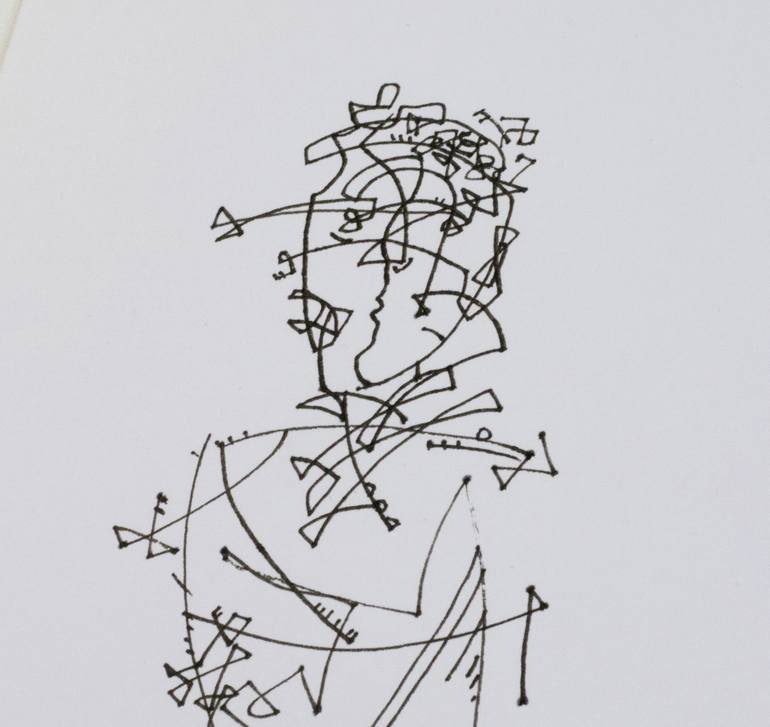 Original Abstract Men Drawing by Nikolay Starostenko