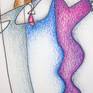 "Crack in the subconscious", 2020, paper, pen, colored pencils, 41x29 cm.

This original drawing shows an abstract figure of a man in a hat. I used blue, scarlet, and red. This is combined with an expressive line and bright spots. I tried to convey in this work the thoughts and feelings of a person immersed in his subconscious.