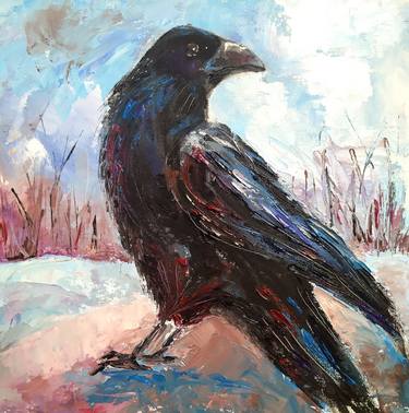 Raven on snow thumb