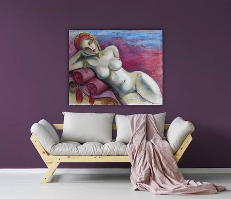 Original Expressionism Nude Painting by Daiga Cēdere-Salnāja