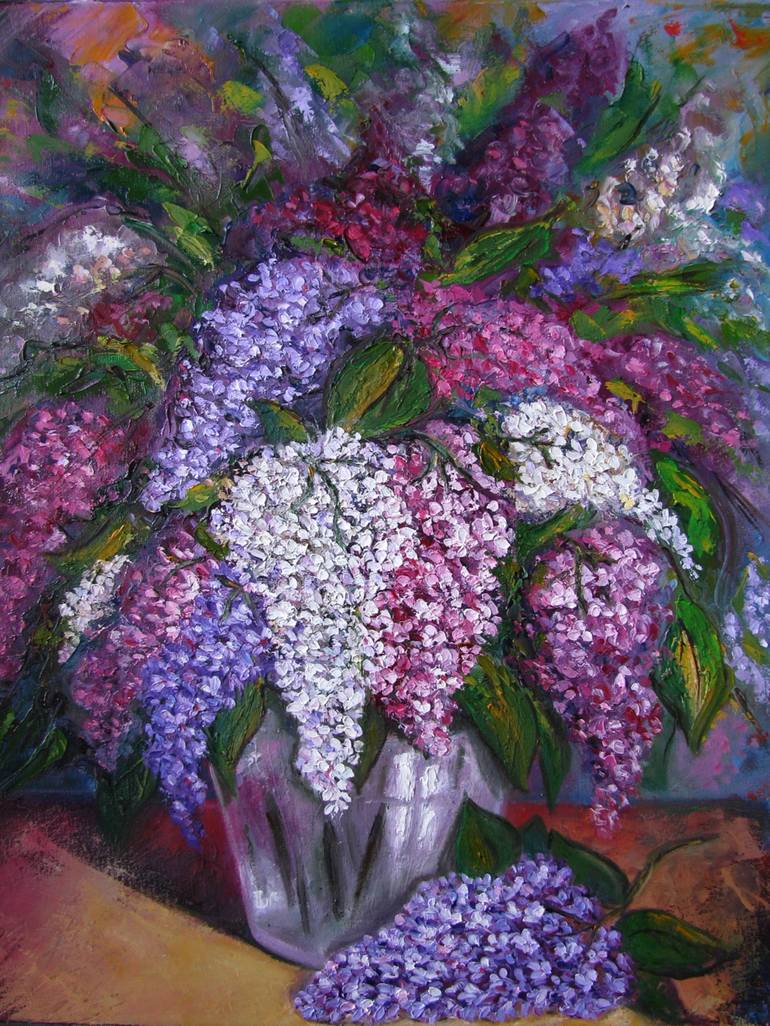 Lilac In A Vase Painting By Daiga Cēdere-salnāja 