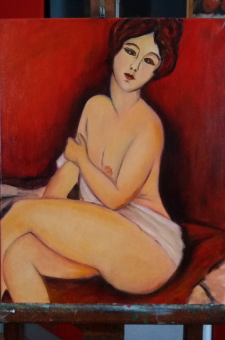 Original Figurative Nude Painting by Daiga Cēdere-Salnāja