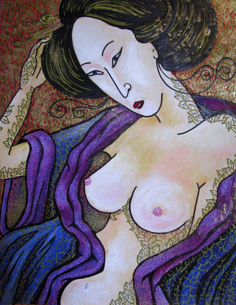 Original Fine Art Nude Painting by Daiga Cēdere-Salnāja
