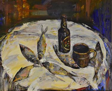 Original Expressionism Food & Drink Paintings by Nugzar Paksadze