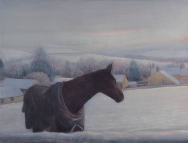 Horse in Field of Snow thumb