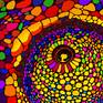 The Chameleon Eye - the sacred point from which everything is observed and meaning and relationships are created. Based on a series of spiritual insights from 2016.
Digital painting in a colorful stained glass style, with shapes reminiscent of cellular arrangement in plant tissues.