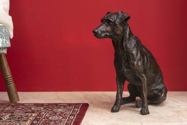 Sitting Jack Russell Terrier (Foundry Bronze metal statue) thumb