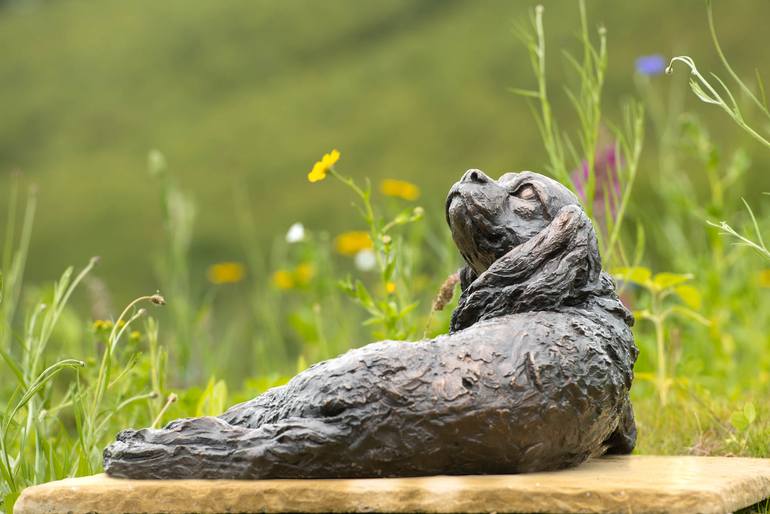 Original Realism Dogs Sculpture by Tanya Russell