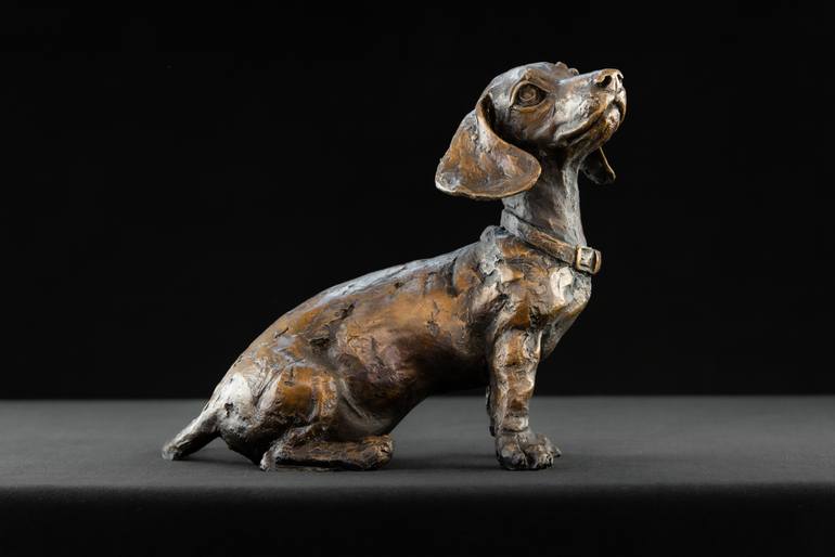 Original Realism Dogs Sculpture by Tanya Russell