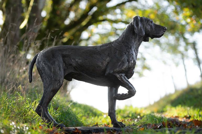 Original Realism Dogs Sculpture by Tanya Russell