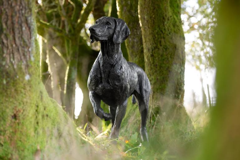 Original Realism Dogs Sculpture by Tanya Russell