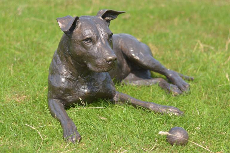 Original Realism Dogs Sculpture by Tanya Russell