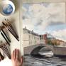 Brugge - Old town and Northern Venice in Belgium. 
Watercolor "wet on wet".