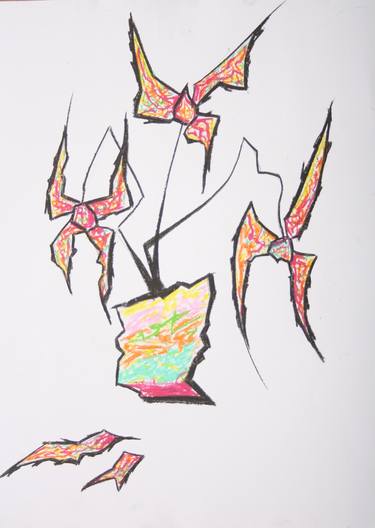 Original Abstract Expressionism Abstract Drawing by Kerkache Hamid
