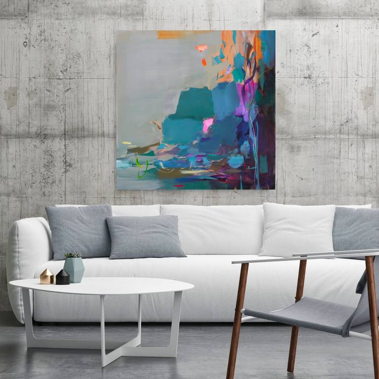 Original Abstract Floral Painting by Ute Laum