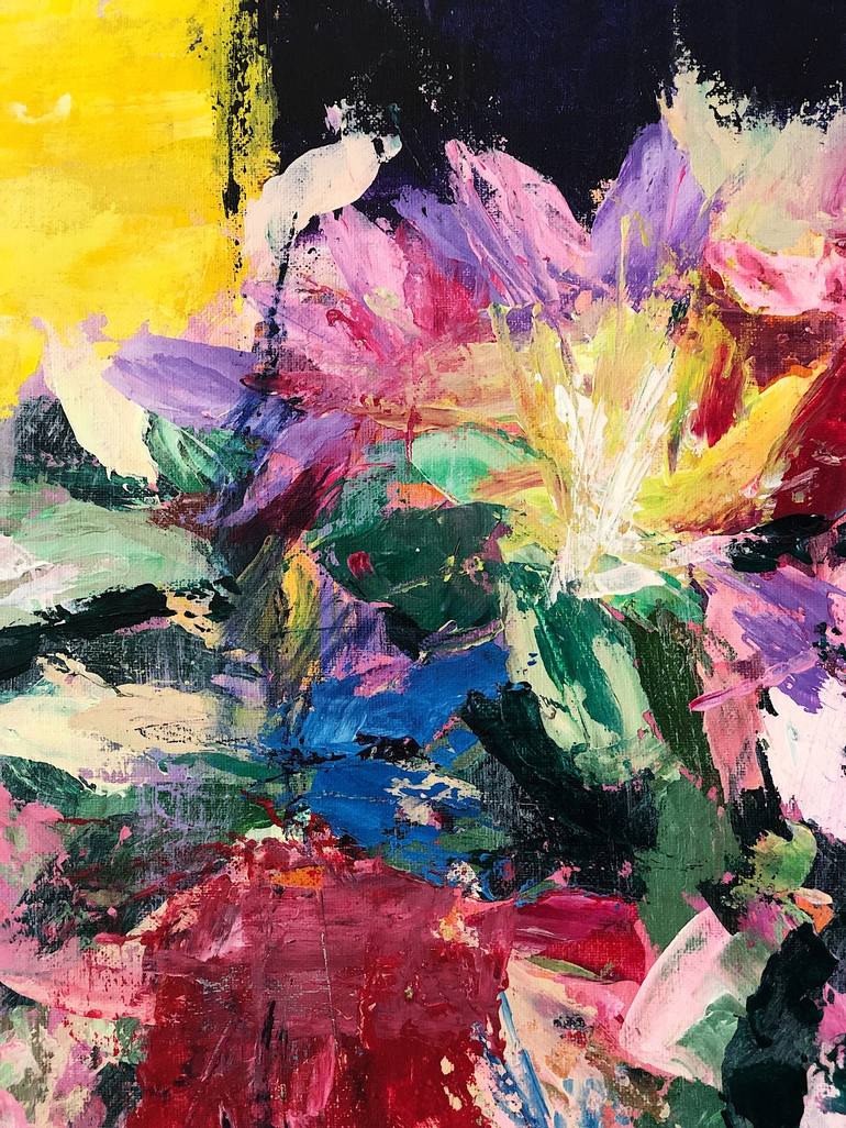 Original Abstract Expressionism Floral Painting by Yunn Ru Soo
