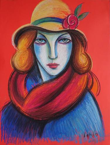Vintage woman with scarf thumb