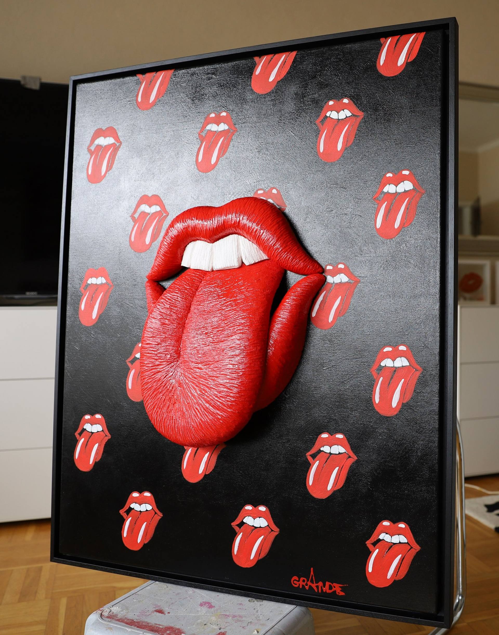 Rolling Stones Tongue Lips Canvas Wall Art - Pop Art