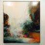 Oil on linen canvas, abstract landscape. Work is framed with aluminum profile