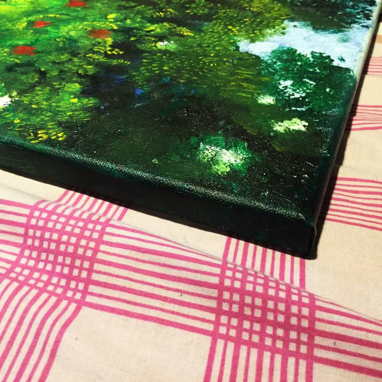 Original Impressionism Garden Painting by Miya Atk