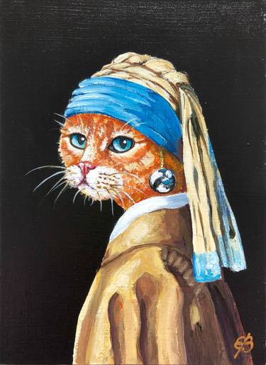 Cat with a pearl earring #2 thumb