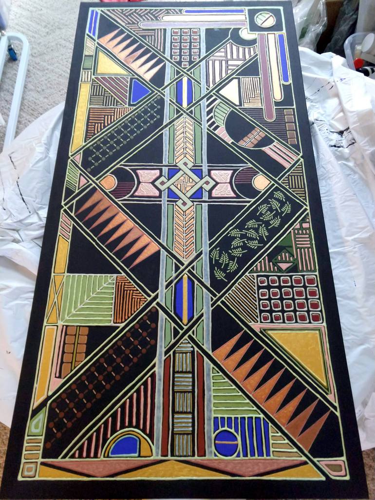 Original Art Deco Abstract Painting by Michele Burns