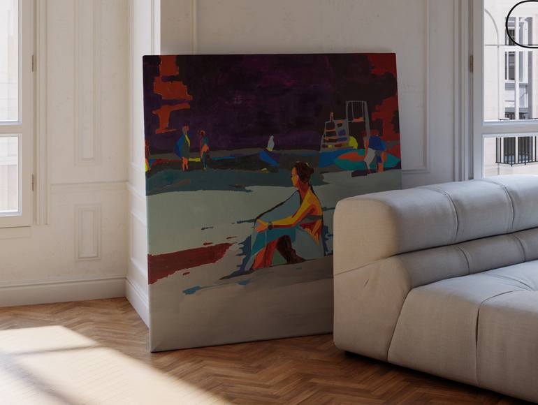 Original Conceptual Beach Painting by Ewa Krzywinska