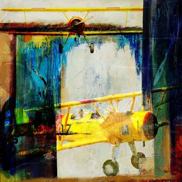 Original Airplane Mixed Media by Frank Martin