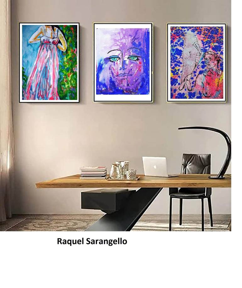 Original Abstract Expressionism Portrait Painting by Raquel Sarangello