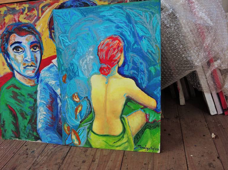 Original Expressionism Nude Painting by Raquel Sarangello