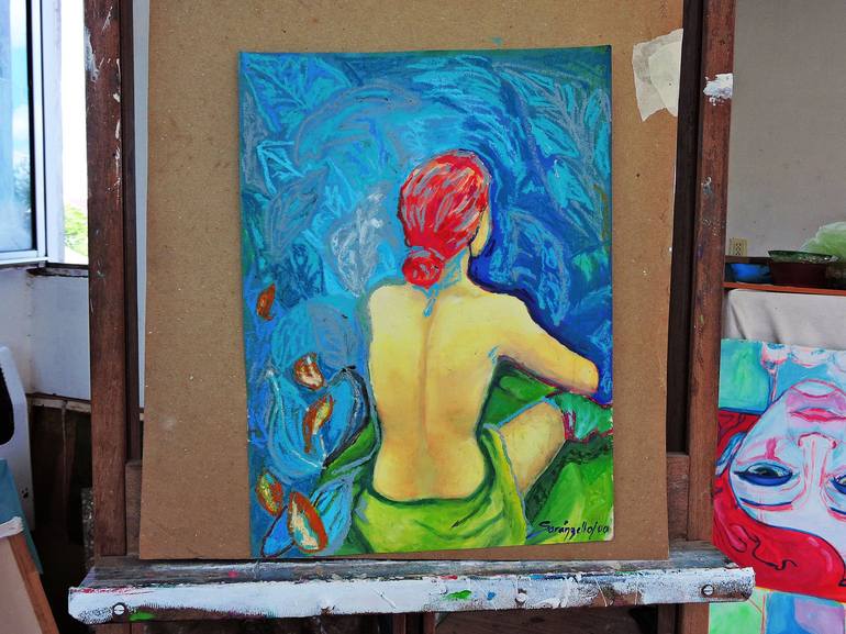 Original Expressionism Nude Painting by Raquel Sarangello