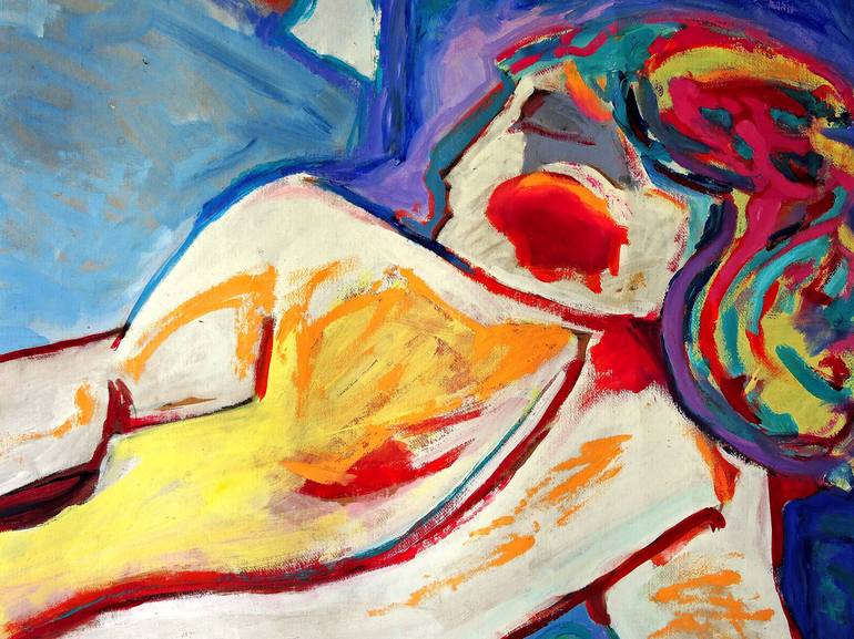 Original Expressionism Nude Painting by Raquel Sarangello