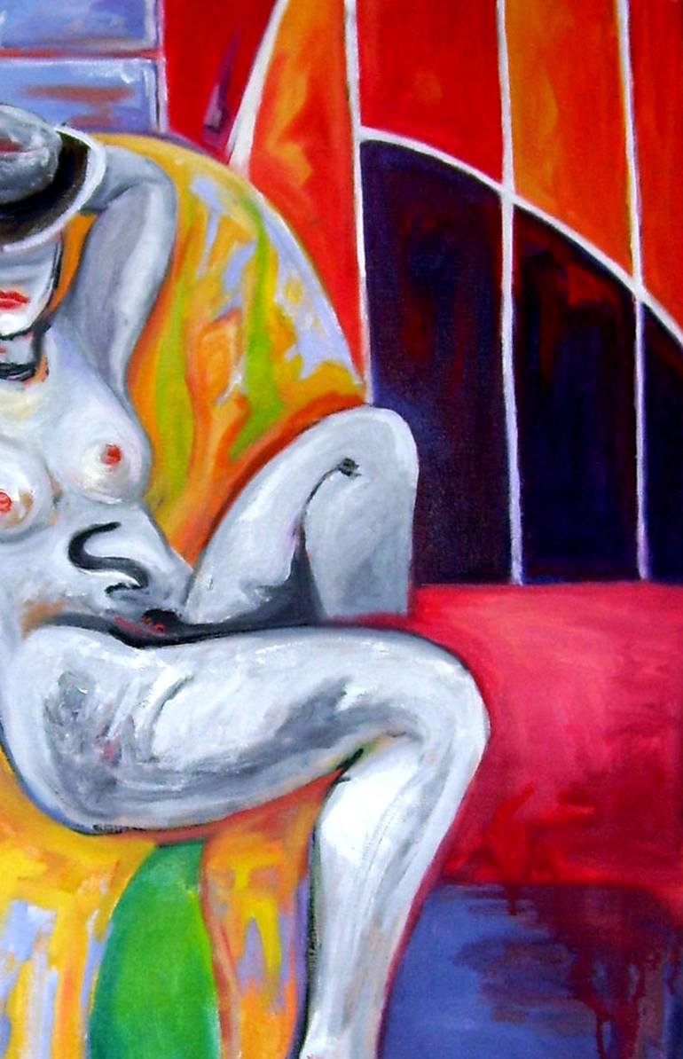 Original Expressionism Nude Painting by Raquel Sarangello
