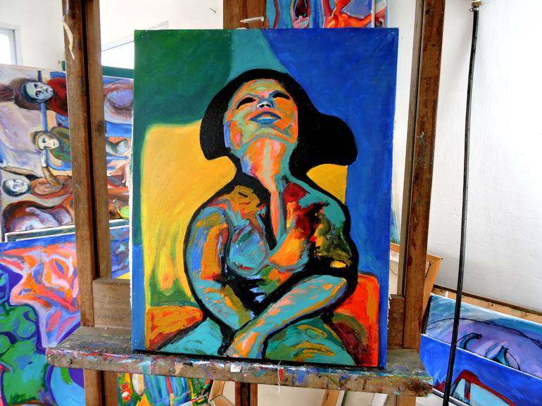 Original Expressionism Love Painting by Raquel Sarangello