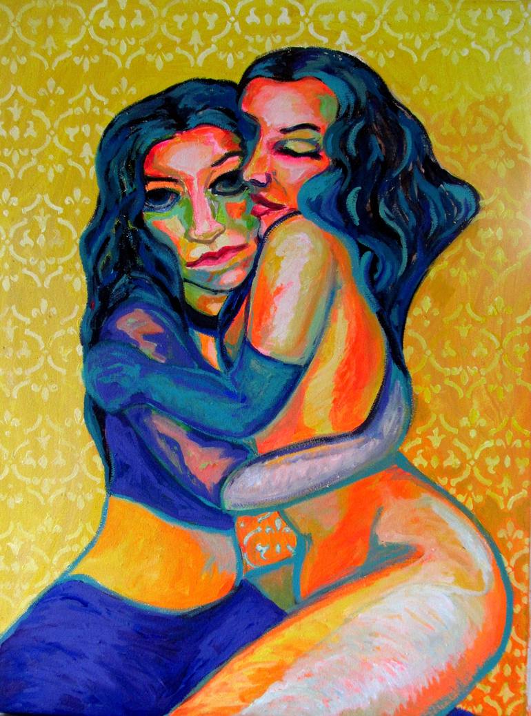 Original Expressionism Erotic Painting by Raquel Sarangello