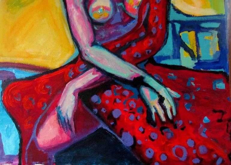 Original Expressionism Erotic Painting by Raquel Sarangello