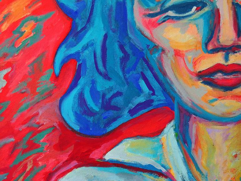 Original Expressionism Portrait Painting by Raquel Sarangello