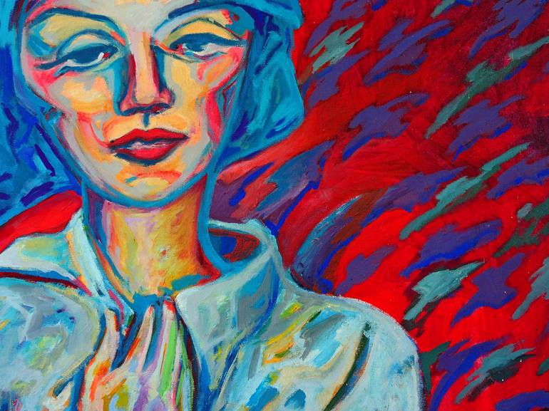 Original Expressionism Portrait Painting by Raquel Sarangello