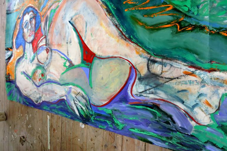 Original Expressionism Erotic Painting by Raquel Sarangello