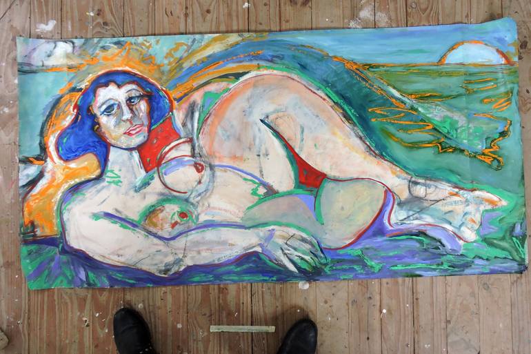 Original Expressionism Erotic Painting by Raquel Sarangello