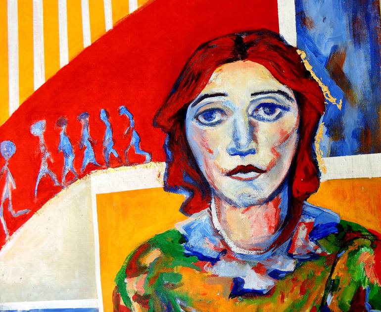 Original Expressionism People Painting by Raquel Sarangello