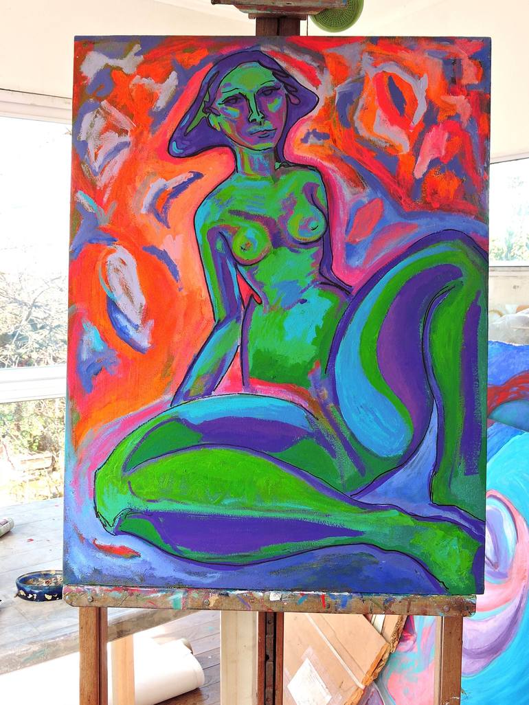 Original Impressionism Nude Painting by Raquel Sarangello