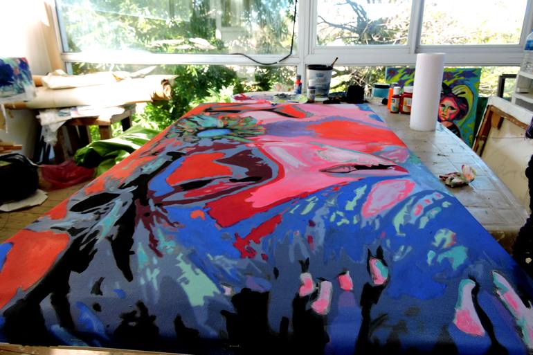 Original Expressionism People Painting by Raquel Sarangello