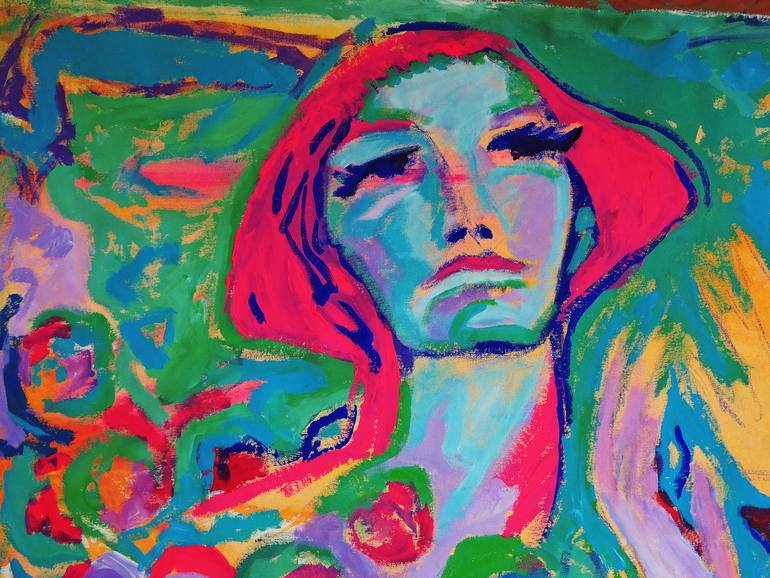Original Expressionism People Painting by Raquel Sarangello