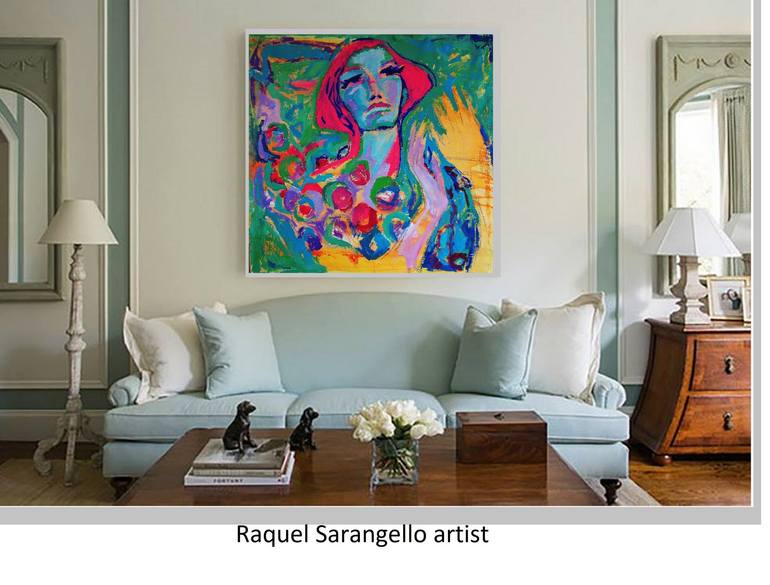 Original Expressionism Portrait Painting by Raquel Sarangello