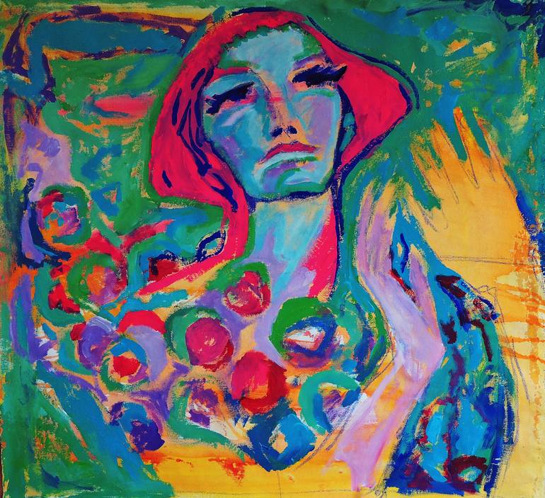 Original Expressionism People Painting by Raquel Sarangello