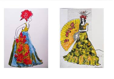 Original Figurative Fashion Paintings by Raquel Sarangello