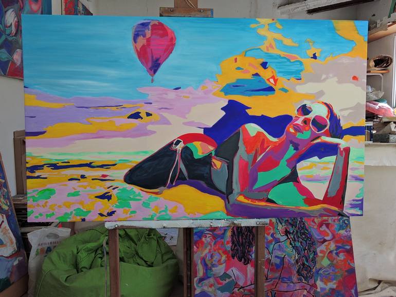 Original Contemporary Beach Painting by Raquel Sarangello