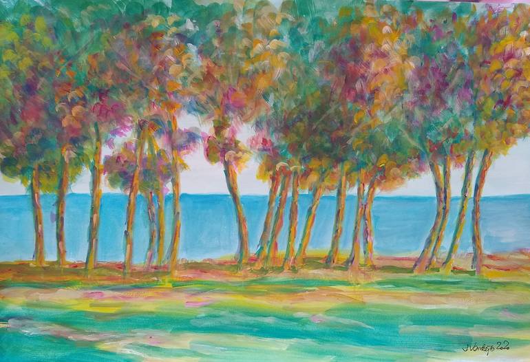 Mediterranean Sea Pines Painting by Joseph Verdejo | Saatchi Art